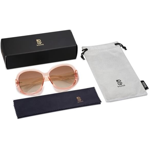 Transparent Pink Polarized Sunglasses, Oversized Frames, UV Protection - Picture 5 of 6